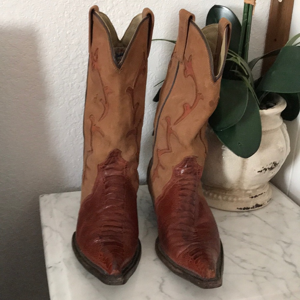 They are a pair of cowgirl boots.